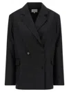 Loulou De Saison Black Donau Lds Virgin Wool Blazer In Black