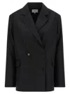 Loulou De Saison Black Donau Lds Virgin Wool Blazer In Black