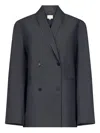 Loulou De Saison Double-breasted Shawl-collar Blazer In Gray