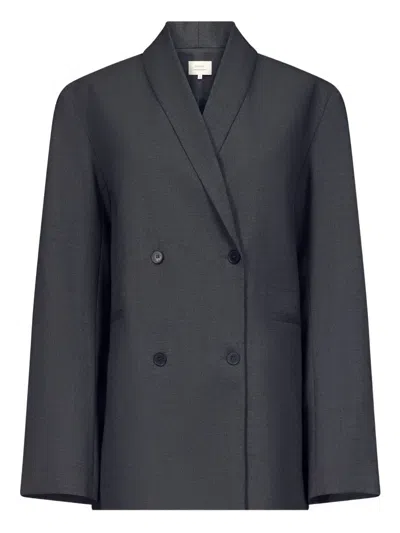 Loulou De Saison Double-breasted Shawl-collar Blazer In Gray