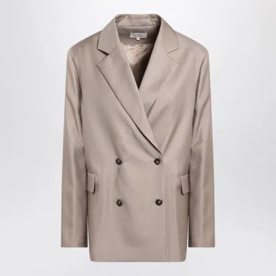 Loulou De Saison Double-breasted Wool Jacket In Taupe Color In Neutral