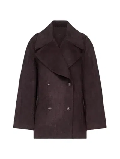 Loulou De Saison Double-breasted Peak-lapel Coat In Brown