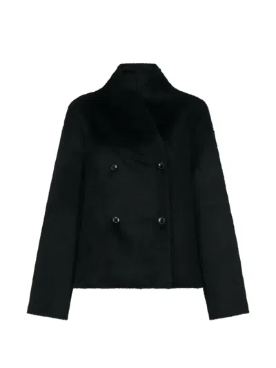 Loulou De Saison Double-breasted V-neck Jacket In Black