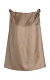 Loulou De Saison Draped Silk Top In Taupe