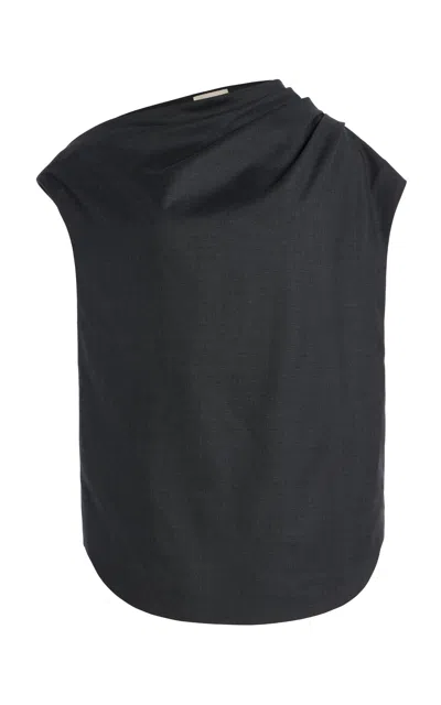 Loulou De Saison Draped Wool Top In Black