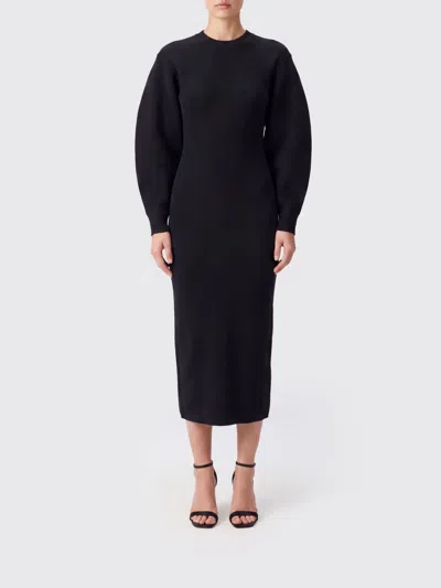 Loulou De Saison Elena Ribbed Long Dress With Wide Long Sleeves In Blue