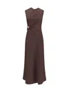 Loulou De Saison Roan Sleeveless Draped Maxi Dress In Brown