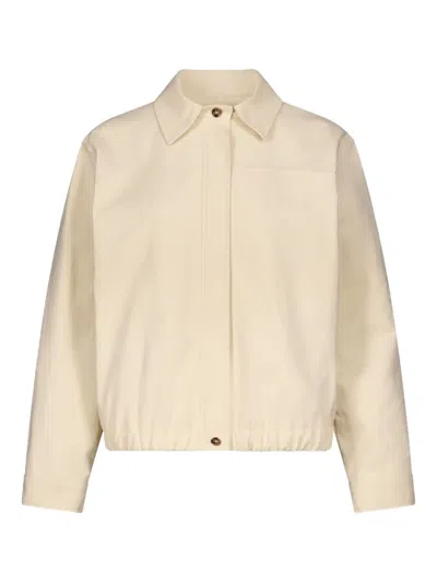 Loulou De Saison Drew Elasticated Waist Cotton Jacket In Neutral
