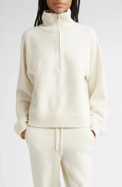 Loulou De Saison Dries Stand Collar Cashmere Half Zip Sweater In White