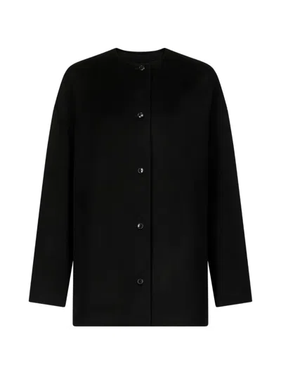 Loulou De Saison Dunne Lds Collarless Single-breasted Coat In Black