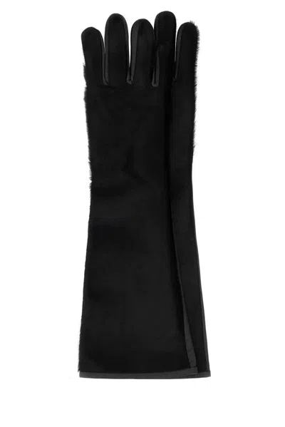 Loulou De Saison Edna Calfskin Gloves In Black