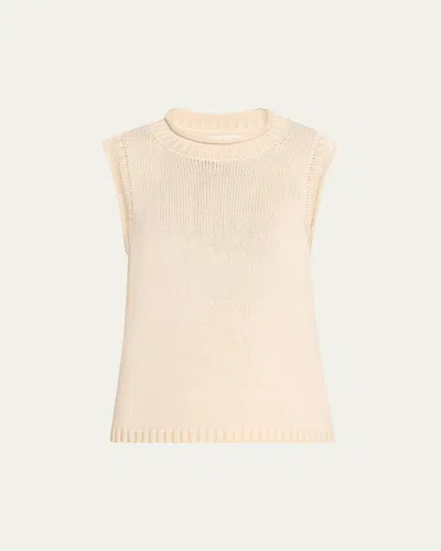 Loulou De Saison Effy Roll-neck Boxy Sweater Vest In Neutral