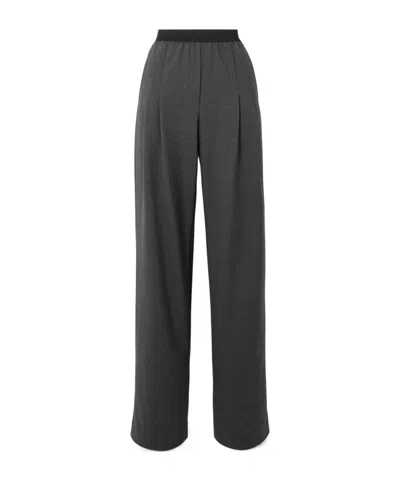 Loulou De Saison Niro Pleated Grain De Poudre Wool-blend Straight-leg Pants In Black