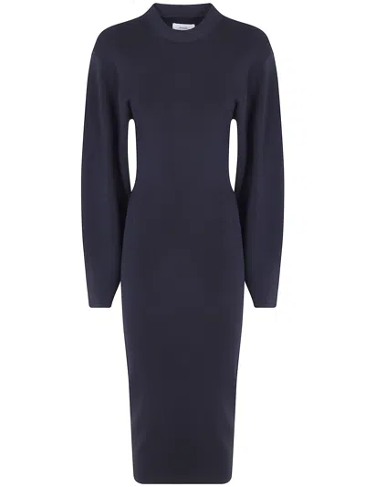 Loulou De Saison "elena" High-neck Bodycon Dress In Blue