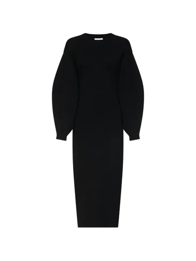 Loulou De Saison Elena Knitted Long-sleeve Dress In Black