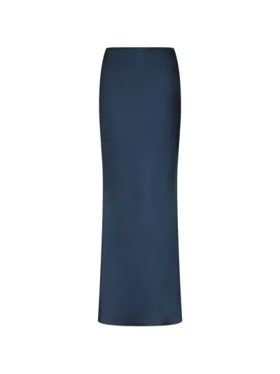 Loulou De Saison Eli Silk Twill A-line Maxi Skirt In Blue