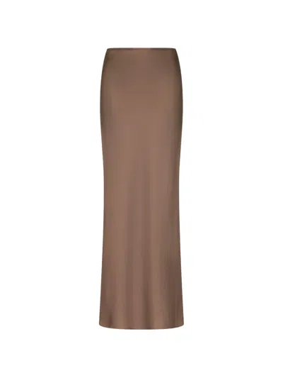 Loulou De Saison Eli Silk-twill A-line Maxi Skirt In Brown