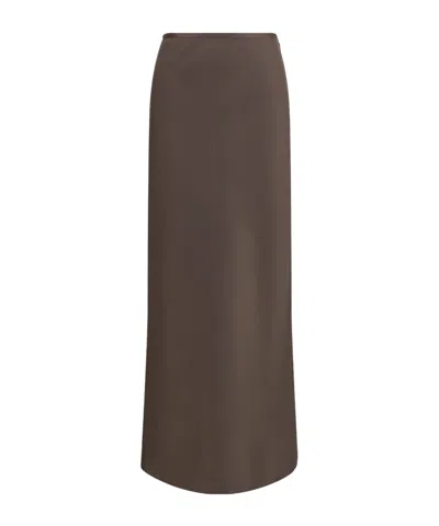 Loulou De Saison Eli Silk-twill A-line Maxi Skirt In Dark Brown