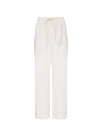 Loulou De Saison Ellon Straight-leg Drawstring Trousers In White