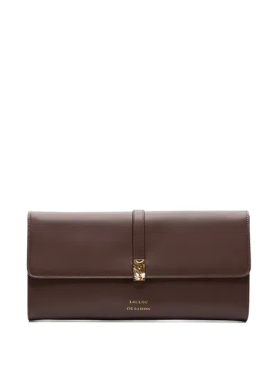 Loulou De Saison Elmer Leather Clutch In Brown