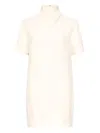Loulou De Saison Elton Mock-neck Short-sleeve Dress In Neutral