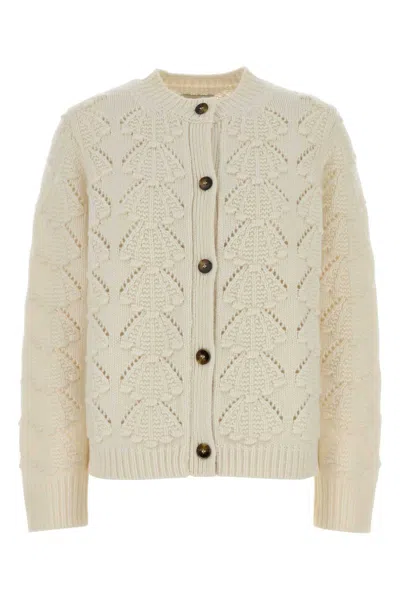 Loulou De Saison Embroidered Cashmere Bach Cardigan In White