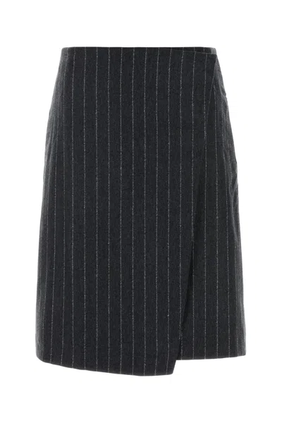 Loulou De Saison Embroidered Wool Blend Mason Skirt In Black