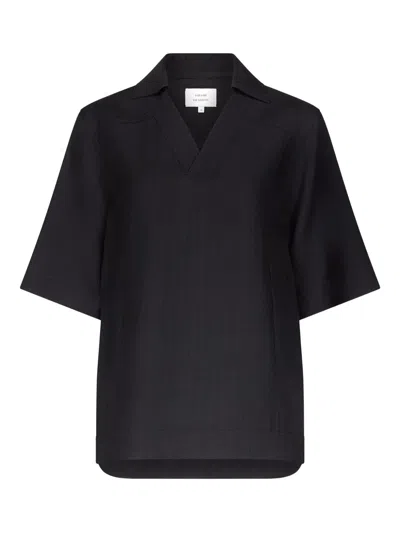 Loulou De Saison Ermo Open-neck Top In Black