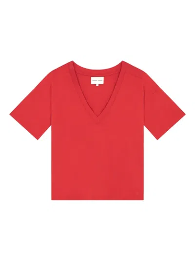 Loulou De Saison Faaa V-neck Short-sleeve T-shirt In Red