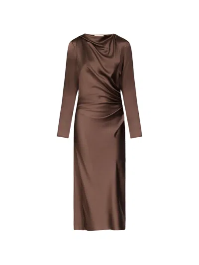Loulou De Saison Fabio Draped Satin Midi Dress In Burgundy