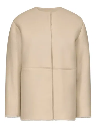 Loulou De Saison Fargo Leather-panelled Shearling Jacket In Neutral