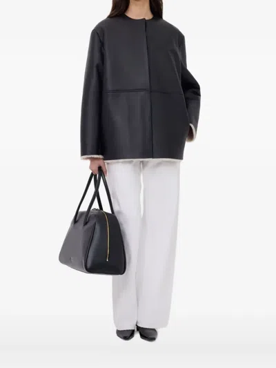 Loulou De Saison Fargo Leather Shearling Coat In Black