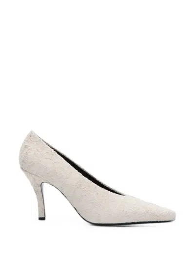 Loulou De Saison Faye Distressed Leather Pumps In White