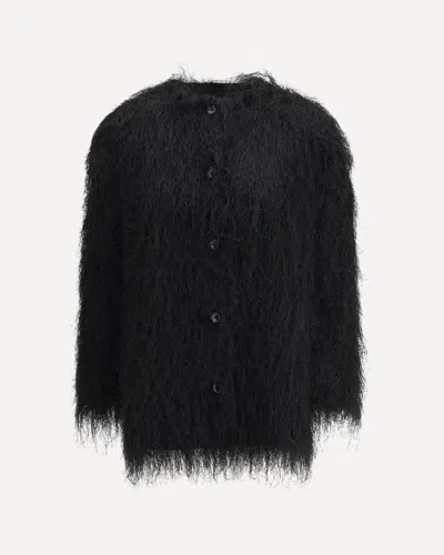 Loulou De Saison Filippo Fringed Coat In Black