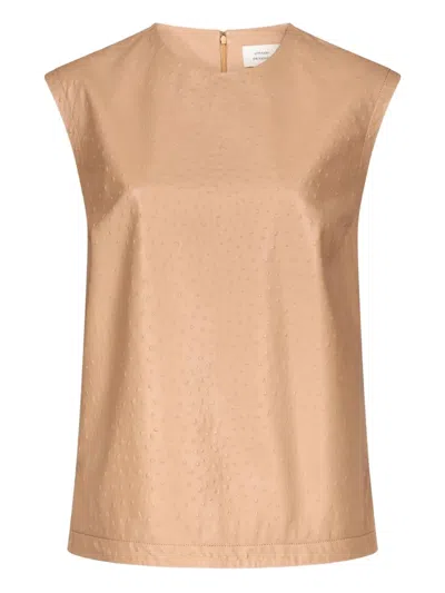 Loulou De Saison Fiza Ostrich-effect Zip Top In Brown