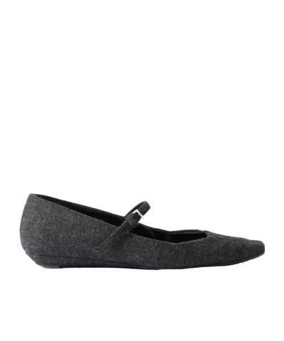 Loulou De Saison Flannel Mary Jane Ballet Flats In Gray