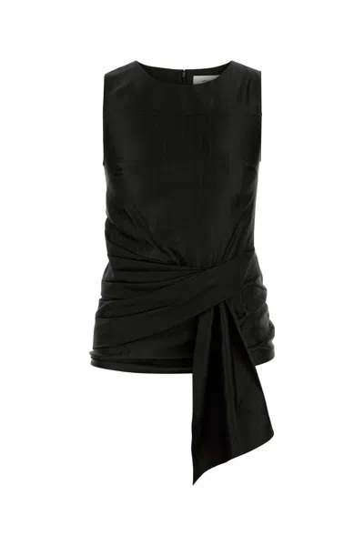 Loulou De Saison Fonda 01 Draped Asymmetric Top In Black