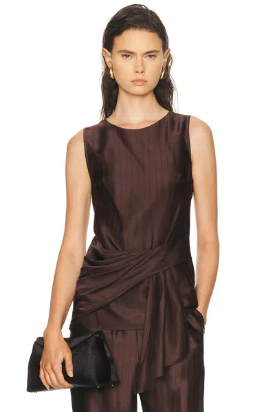 Loulou De Saison Fonda Draped Asymmetric Top In Brown