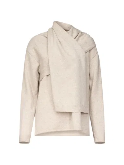 Loulou De Saison Frances Scarf-detail Cashmere Sweater In Neutral
