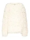 Loulou De Saison Fringe Wool Sweater In White