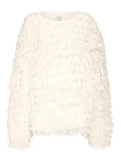 Loulou De Saison Fringe Wool Sweater In White