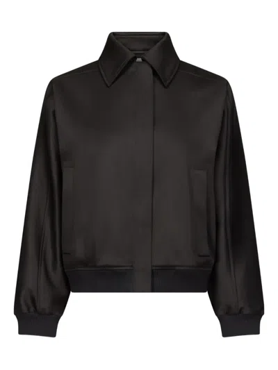 Loulou De Saison Frost Spread-collar Bomber Jacket In Black