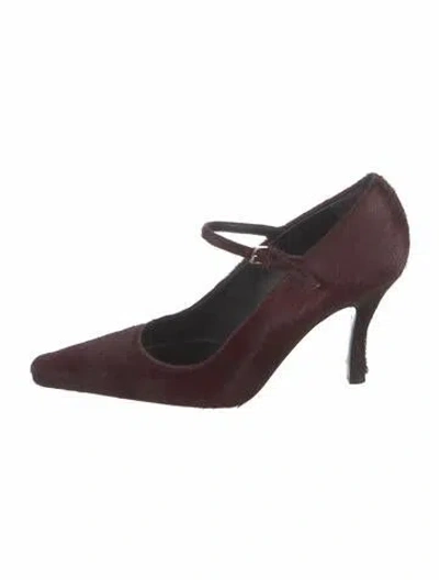 Pre-owned Loulou De Saison Fur Pumps In Burgundy