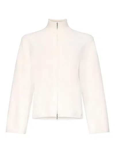 Loulou De Saison Gabi Zipped Stand-collar Cardigan In White
