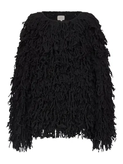 Loulou De Saison Gabin Fringe Sweater In Black