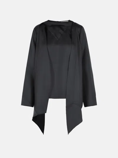 Loulou De Saison Gala Silk-twill Blouse In Black