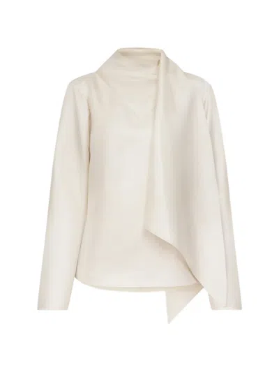 Loulou De Saison Gala Draped-detailing Silk Blouse In White