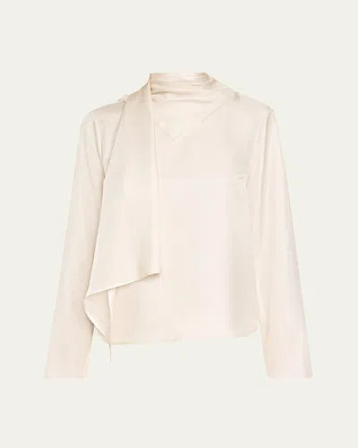 Loulou De Saison Gala Silk Scarf-neck Blouse In Ivory