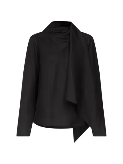 Loulou De Saison Gala Silk-twill Blouse In Black