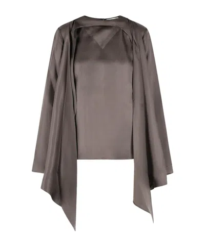 Loulou De Saison Gala Silk-twill Blouse In Gray